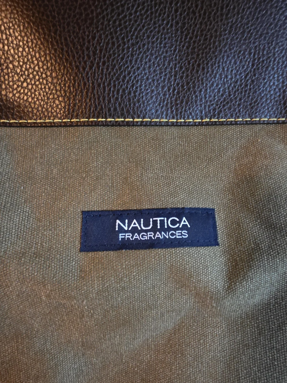 Nautica Men’s Brown Canvas & Leather Tote Bag